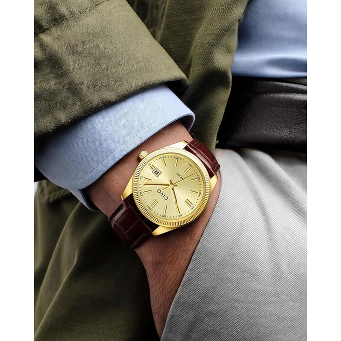 Годинник чоловічий CIVO з нержавіючої сталі: прості аналогові годинники для бізнесу з підсвічуванням дати - водонепроникні для роботи та відпочинку - стильний подарунок для чоловіків (колір: коричневий)