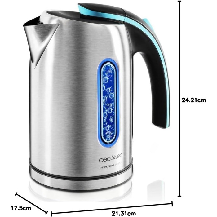 Електричний чайник Cecotec ThermoSense 120 .1 L з бездротовою основою, фільтром від накипу та нержавіючою сталлю
