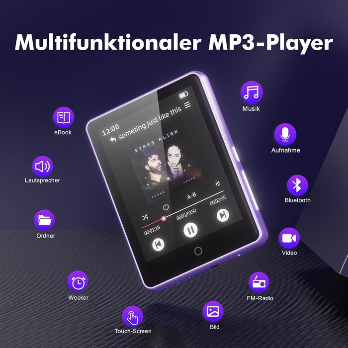 Дитячий MP3-плеєр з Bluetooth 5.3, вбудованим динаміком та сенсорним екраном 2.8