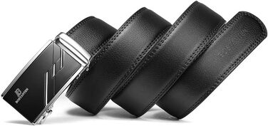 Шкіряний чоловічий ремінь BOSTANTEN з автоматичною пряжкою (рачет), 35 мм, чорний, довжина 115 см (на талію 32-38 дюймів), класичний бізнес-стиль