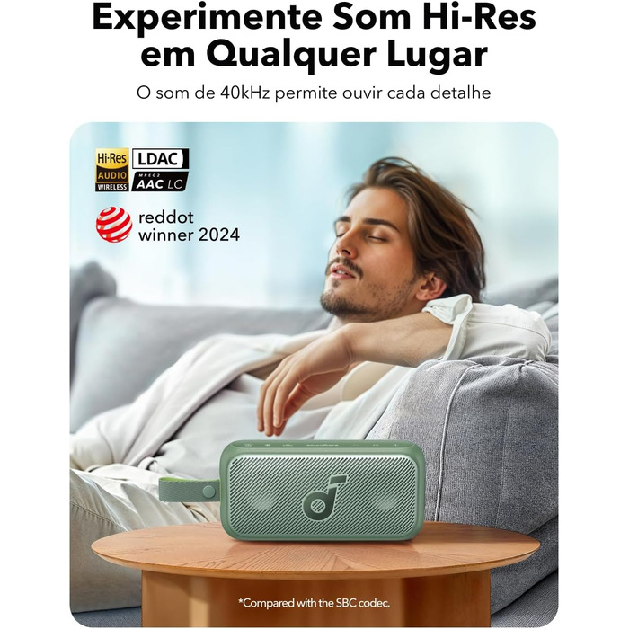 Soundcore Motion 300: Бездроковий портативний Bluetooth-динамік з BassUp, SmartTune, 30W, 13 годин, IPX7, для саду, кемпінгу та подорожей (зелений)