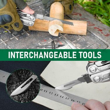 BiBURY Stainless Steel Multitool - Folding Pliers with Screwdriver & Shears - Camping, Hiking & Outdoor Gift for Men