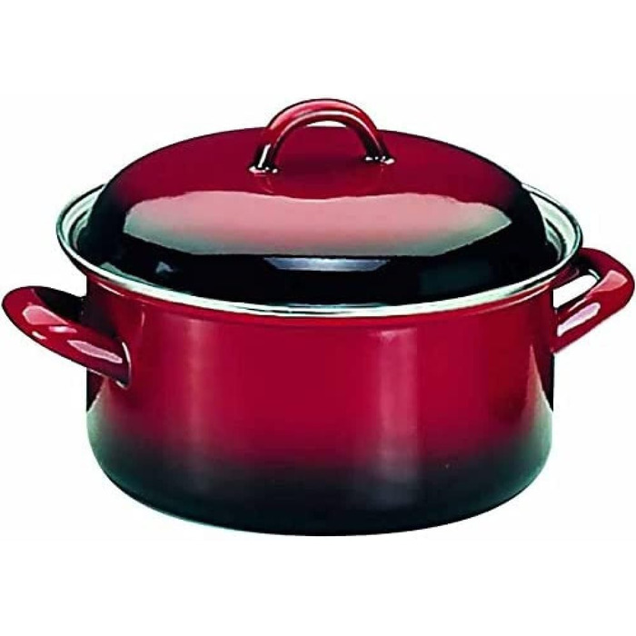 IBILI STRAIGHT Pot with Lid Volcano Stainless Steel, red/black, 24 cm, 2-piece set (20 cms)