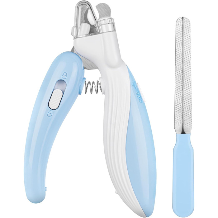 Триммер для когтів тварин Flintronic: безпечний, з LED-підсвіткою, для котів та собак, з пилозахистом (блакитний)