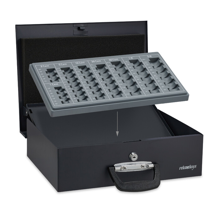 Relaxdays Black Cash Box Дошка для підрахунку євромонет