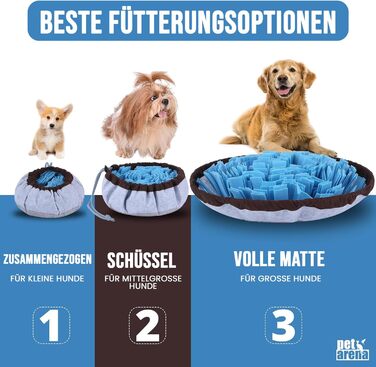 PET ARENA килимок для нюхання собак - інтелектуальна іграшка для собак, велика, блакитна, миється, регулюється розмір