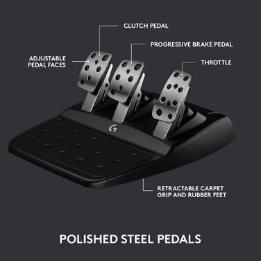 Руль Logitech G923 TRUEFORCE з педалями для Xbox Series X|S, Xbox One та PC, з реактивним педалем та системою подвійного зчеплення, чорний