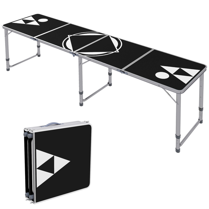 Outsunny Folding Camping Table - Lightweight, Adjustable Height, Aluminum Frame, 240 x 60 x 54/62/70 cm, Black