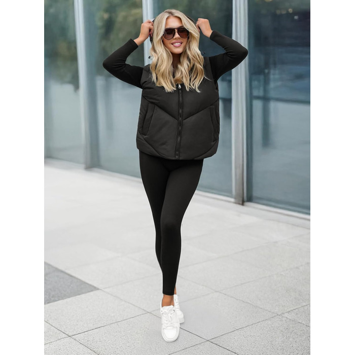 Жіноча степкова жилетка OZONEEE з капюшоном, без рукавів, для перехідного сезону, спортивна, чорна, XL