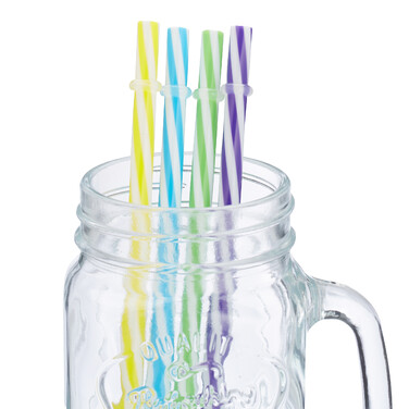 Relaxdays Set of 4 Colorful Drinking Glasses with Lids