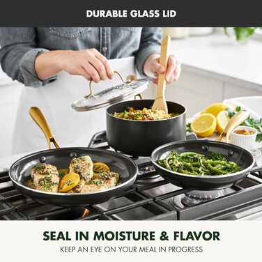 Набір посуду GreenPan Swift 12 предметів: сковорідки та каструлі з антипригарним покриттям, без PFAS та PFOA, з керамічним покриттям, чорний