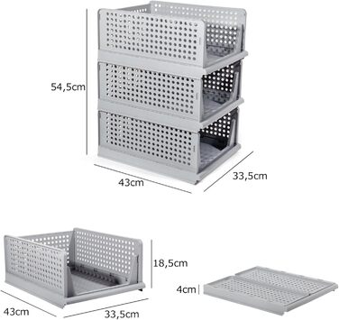 Closet Organizer 3-Piece Set, Foldable Storage Box, Organization System for Drawers, Lockers, and Closets (White) (Gray-2)