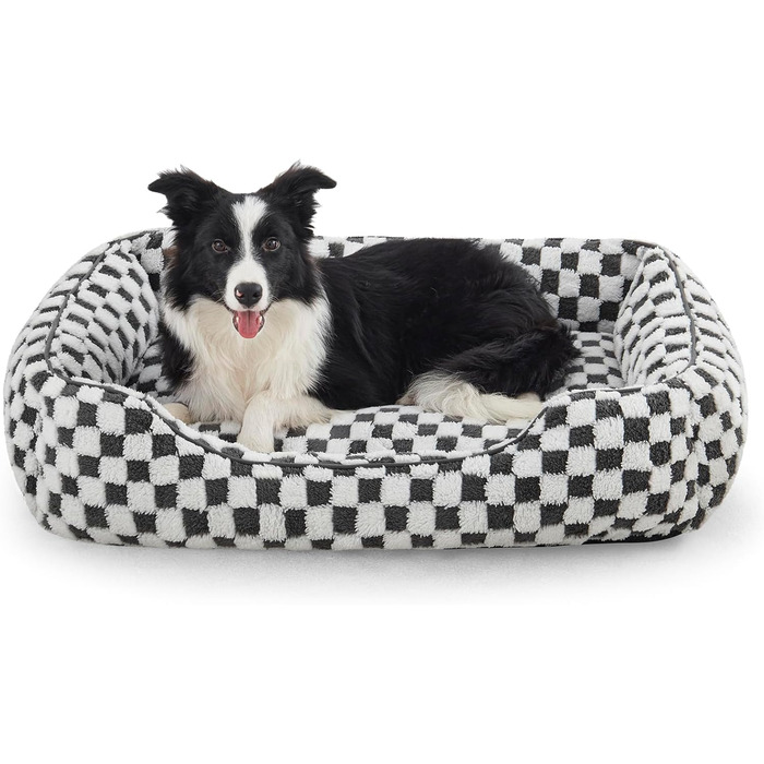 FURTIME Dog Bed - Large Dogs, Non-Slip Dog Beds, Washable Dog Basket, Anti-Anxiety Plush Dog Bed, Suitable for Large Labrador Retrievers, German Shepherds, 89×63×23 cm (L(76×61×23 cm), Grey)