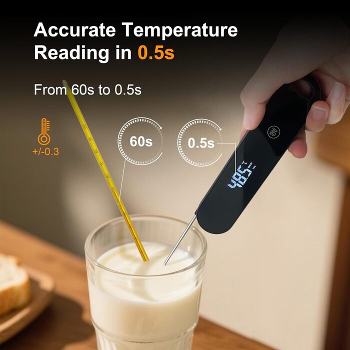 Термометр кухонний Charmline для м'яса, випічки та грилю, точне вимірювання ±0,3°C, автоматичне повороти дисплея