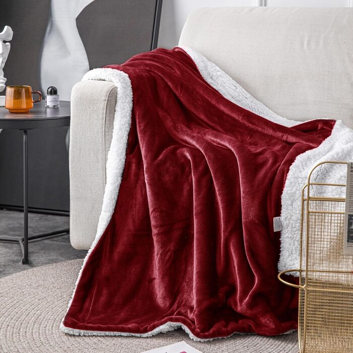 Плед Mixibaby для дому, теплий та м'який, 150 x 200 см, бордовий колір