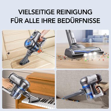 Kalado KCV500 Бездротовий акумуляторний пилосос, 23kPa потужність всмоктування, ультралегкий, 6-в-1, час роботи 35 хв, для тварин, килимів, твердих підлог