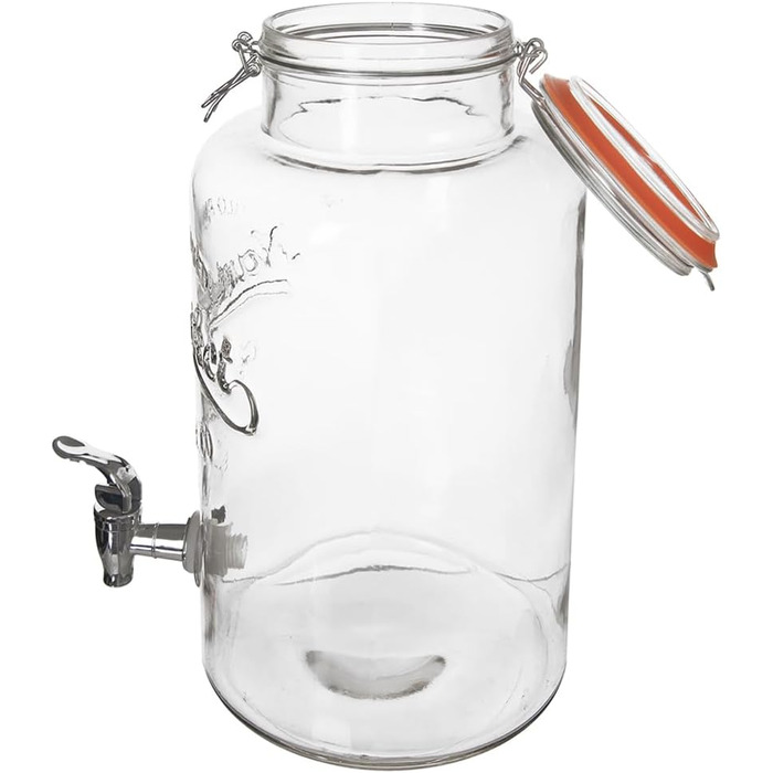 ORION GROUP Retro Drink Dispenser | 6.7 L | Glass Lemonade Dispenser Tap | Bottle with Tap Glasses Drinking Glasses Cocktail Drinking