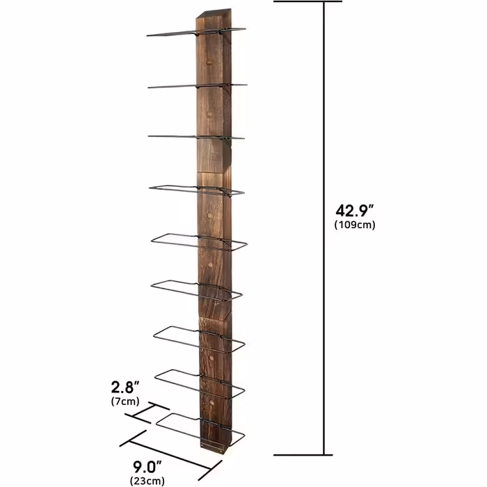 J JACKCUBE DESIGN MK699A Wine Rack, Wall Mounted, Holds 9 Bottles, Elegant and Simple Rustic Wooden Wine Storage for Kitchen and Home Decor Rustic Wood
