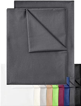 GREEN MARK Textiles 2-Pack Classic Fitted Sheets Bed Sheet 100% Cotton without Elastic Various Sizes and Colors Size: 150x250 cm, anthracite grey
