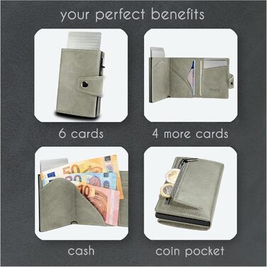 Чоловічий гаманець Slimfin® Maxi з відділом для монет - картхолдер - RFID захистом, пісочно-зелений