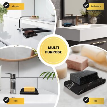 Тримач для мила DAYONE з імітацією мармуру – чорний, для ванної кімнати, мийки, кухні та спа-центру