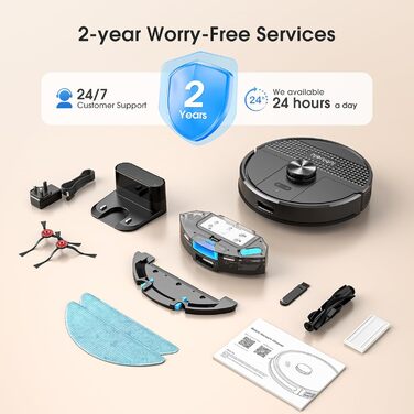 Робот-пилосос Lubluelu 3-в-1 з функцією миття, 5000Pa, лазерна навігація, 54dB, Anti-Siphon, 150 хв, керування через APP, 24 зони заборони, чорний