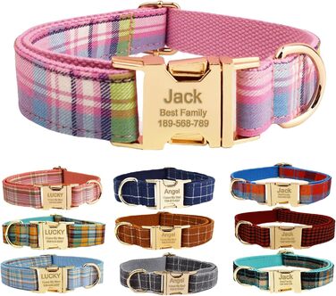 Персоналізоване собаче ошийник з металевою застібкою: з іменем та номером телефону. Регульовані розміри для собак середніх та великих порід.