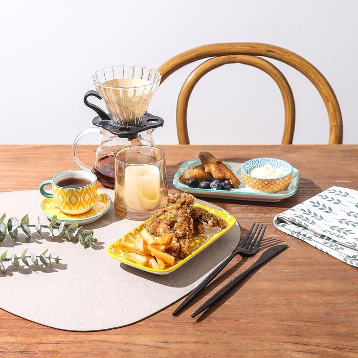 Набір тарілок Selamica Servierplatte, 6 шт. Прямокутні тарілки для закусок, десертів, суші, фруктів, 18 × 10.5 см, різні кольори