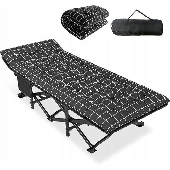 Ліжко з матрацом ATORPOK 190 см x 70 см, чорне