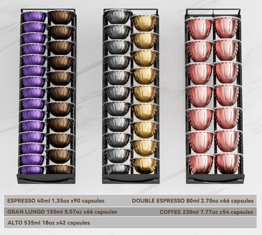 Тримач для капсул кави Nespresso Vertuo та Dolce Gusto на 50 капсул, металевий, чорний