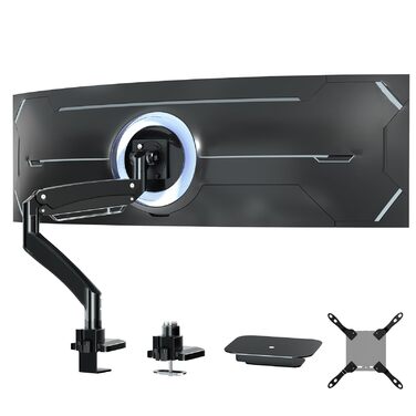 Кронштейн для монітора PUTORSEN Ultrawide 22-57 дюймів, регульований за висотою, настільний тримач до 27 кг, VESA до 200x200 мм, чорний