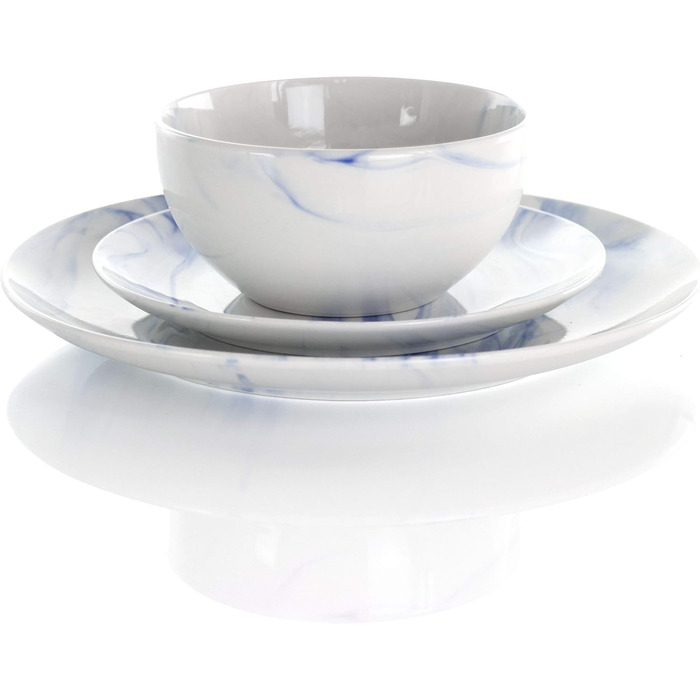 Набір посуду Elama, 16 частин, чорно-білий мармур, блискучий