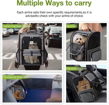 Рюкзак для котів Lekebobor, розширюваний, переноска для домашніх тварин, для маленьких собак та середніх котів до 8 кг, складаний, для подорожей та піших прогулянок, в полоску, 12.6'L x 11.2'W x 16.5'H - L (14.2'L x 11.8'W x 17.3'H - XL, СІРИЙ)