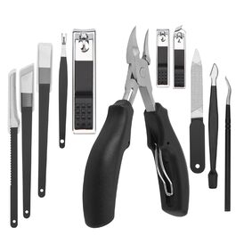 Набір для манікюру та педикюру Fingernagel 11 в 1 для товстих та врослих нігтів: кусачки, пилочки, інструменти для догляду за руками та ногами (чоловічі, жіночі, для літніх людей) з кейсом для подорожей