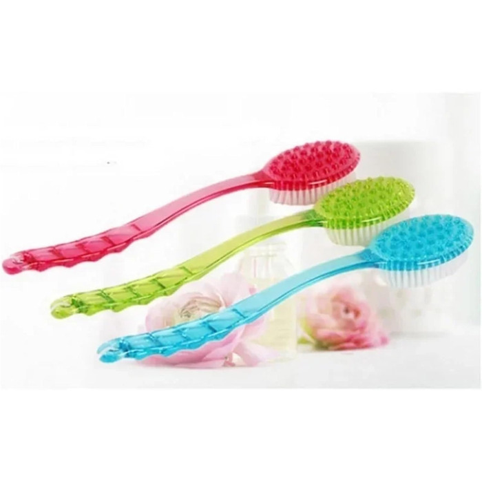 Back Brush 2 Pieces Bath Brush with Long Handle Shower Exfoliating Brush Body Scrub Back Massaging Brushes For Bathing (Green)