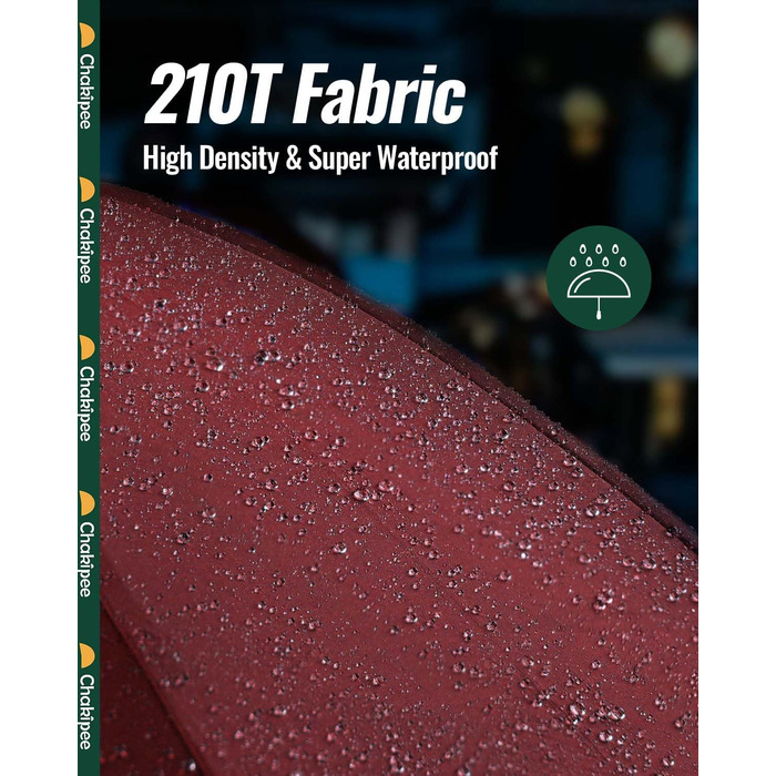 Чакіпі Парасолька велика, стійка до вітру, з відбиваючим покриттям для чоловіків та жінок – автоматичний парасолька-тростина, компактний, для подорожей, 210T покриття, промінь 106 см (Вишневий)