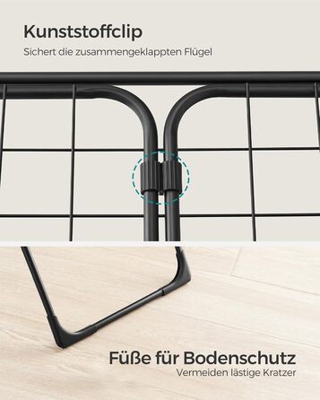 SONGMICS Сушарка для білизни, розкладна, стаціонарна, для дому та вулиці, біла LLR540W01 (Чорний)