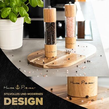 Набір для мелення спецій: солянка та перечниця з акації з регулюванням помелу - якісні млини з керамічним механізмом