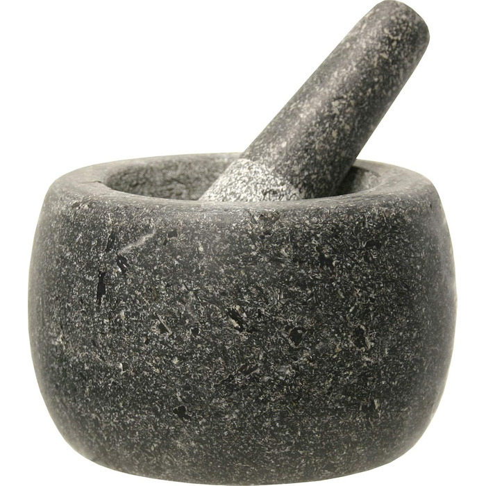Набір для розмелювання спецій JADE TEMPLE 17023: ступка та товкачок з граніту, 13 см, сірий