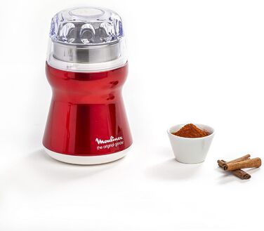 Moulinex AR1105 Coffee Grinder | with Stainless Steel Container | Transparent Lid | Red Ruby/metallic-red/white