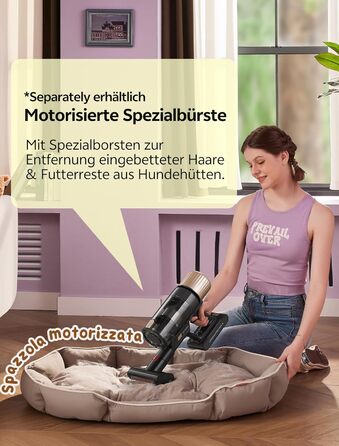 Бездротовий пилосос Ultenic U15 з акумулятором, 50000Pa, 580W, 65хв, GreenEye, антизаплутувальна щітка, телескопічна труба, для килимів, твердих поверхонь та шерсті тварин, золотий