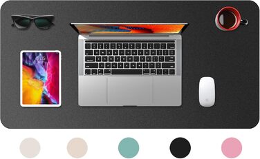 Підкладка для столу 80x40 см - XXL килимок для миші з PU-шкіри, вологостійкий та антиковзний - багатофункціональна підкладка для письма - для офісу/дому/ноутбука (Чорний)