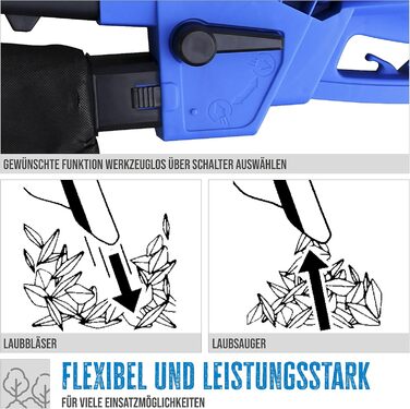 Güde 94381 Leaf Blower GLS 3000 Vario (230 V, 3000 W, variable speed setting, suction, blowing, and shredding function)