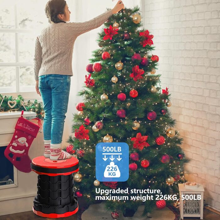 Складний стільчик GeeRic: телескопічний, портативний, для кемпінгу, риболовлі, дітей. Зелений/Червоний