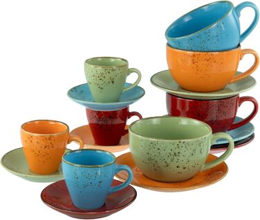 CreaTable Serie Nature Collection Набір посуду для 4 осіб (8 предметів) для кави капучино, кераміка, для мікрохвильовки та посудомийної машини