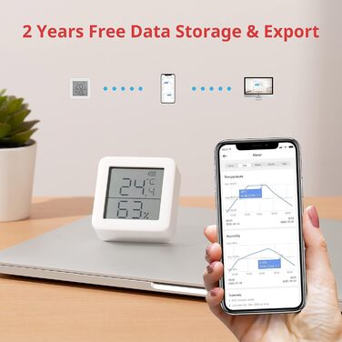 SwitchBot Thermometer Hygrometer Indoor and Hub Mini, Digital Hygrometer Bluetooth Thermo-Hygrometer with APP, Dew Point/VPD/Absolute Humidity Sensor, Monitor for Indoor Temperature and Humidity