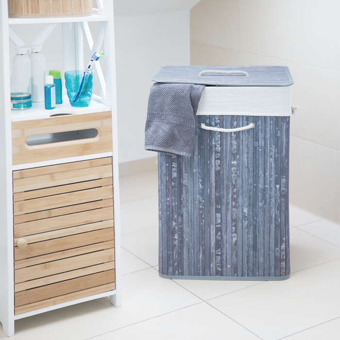 Relaxdays Bamboo Laundry Basket, Square