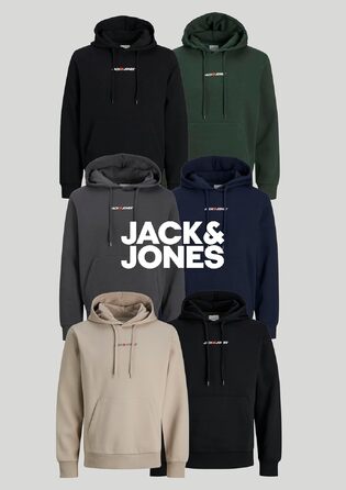 Набір чоловічих худі JACK & JONES (2 шт.) — бавовняний світшот з каптуром, вуличний одяг для відпочинку, кольори: чорний, темно-зелений/бежевий, розмір M