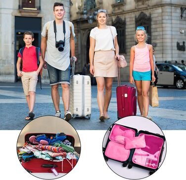 Органайзер для валізи OSDUE, набір 6 шт., Packing Cubes, водонепроникні сумки для одягу, туристичний органайзер, рожевий колір