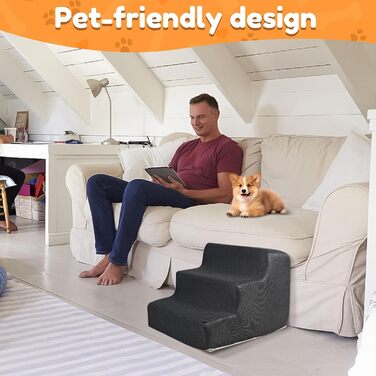 Сходинки для собак та котів, 3 сходинки, 30 см, антиковзкі, сірі